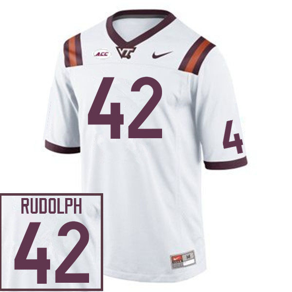 Men #42 Lakeem Rudolph Virginia Tech Hokies College Football Jerseys Sale-White